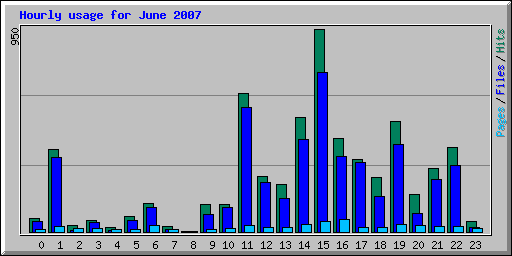 Hourly usage for June 2007